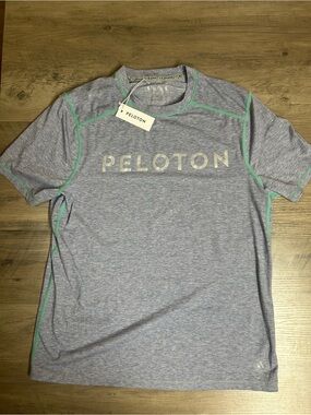 Peloton Gray Performance Tee with Mint Contrast Stitching